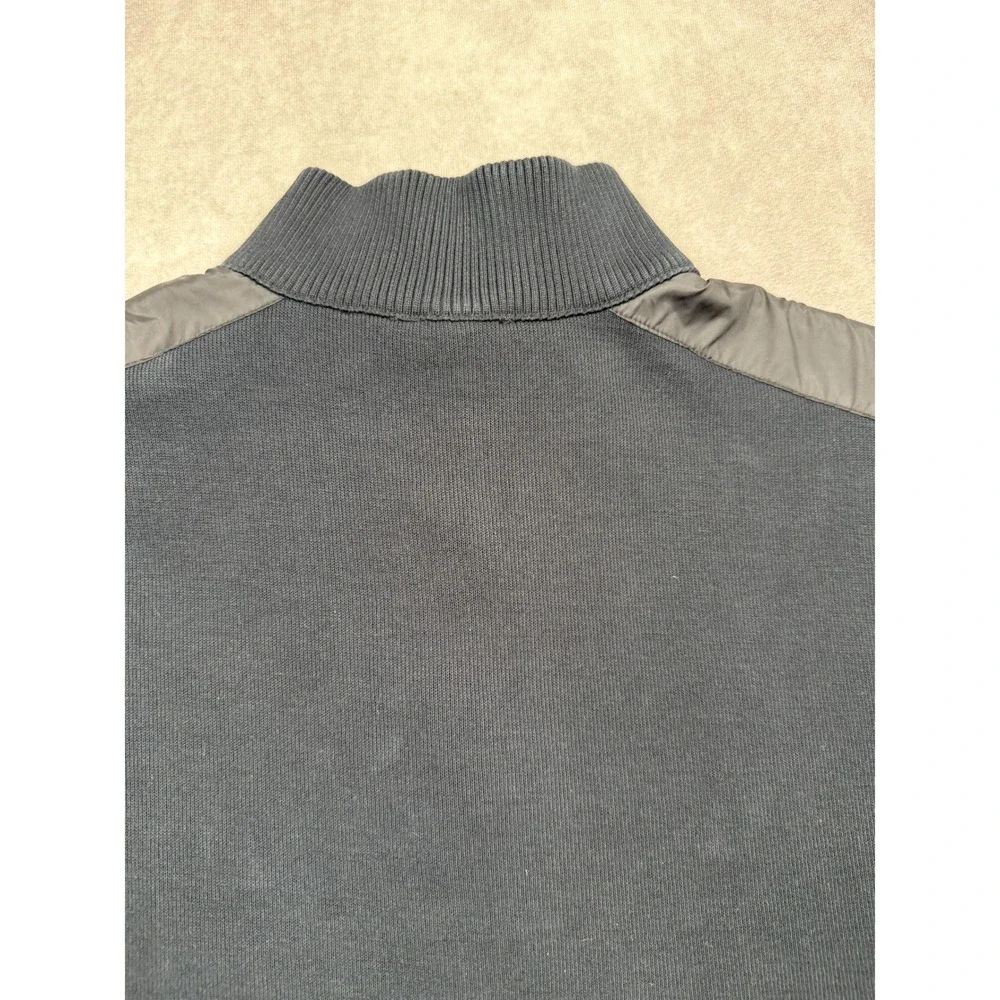 Hugo Boss Mens L Regular Fit Quarter Zip Pullover Black Shoulder Overlay Sweater